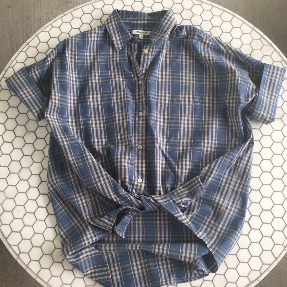 Madewell courier shirt in seafarer plaid - xs